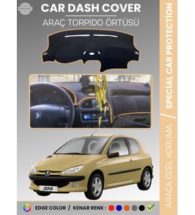 PEUGEOT 206 BÜYÜK EKRAN (1998-2003) Torpido Örtüsü Ön Göğüs Torpido Koruma Birebir Uyum Kaymaz