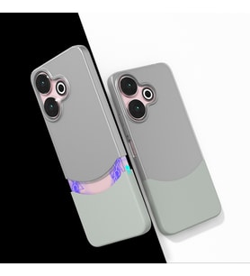Xiaomi Redmi 13 4G Kılıf Mıknatıslı Çift Renk Duble Kapak (Gri)