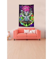 Siyah Rick and Morty Leke Tutmaz Kadife Kumaş Duvar Örtüsü Duvar Halısı Tapestry (Mor-Yeşil)