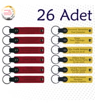 Kırmızı & Sarı, 26’lı Set, İsim Yazılabilen Deri Anahtarlık, Robotik Kursu Katılımcılarına Anı