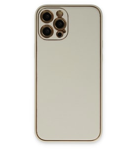 Iphone 12 Kılıf Coco Deri Silikon Kapak - Beyaz