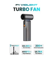 Ultra Güçlü F1 Turbo Jet Fan  130.000 RPM, 4000mAh Batarya, Vakum & Üfleme Özellikli
