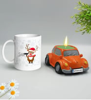 Yılbaşı Hediyesi BK Gift Kişiye Özel Yeni Yıl Tasarımlı Beyaz Kupa Bardak ve Plakalı Nostaljik Vosvos Mum Hediye Seti-7, Sevgiliye, Arkadaşa Hediye
