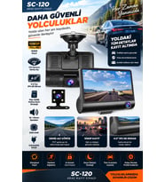 Sentinel SC-120 3 Kameralı Araç İçi Kamera 1080P WiFi Dashcam 4.0" IPS Ekran