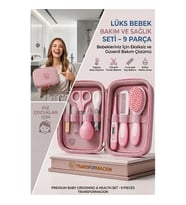 Pembe 9 Parça Bebek Bakım Seti, Yenidoğan Hediye Kiti (Tırnak Makası Ateş Ölçer) 723161