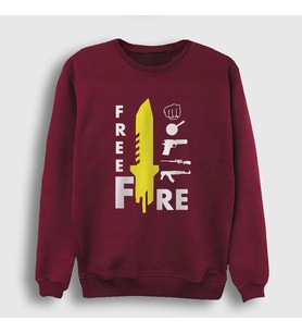 Presmono Unisex Bordo Knife Free Fire Sweatshirt 232847tt (Bordo)