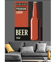 Bira Sosisli Retro Reklam Dekoratif Kanvas - Mdf Ahşap Tablo