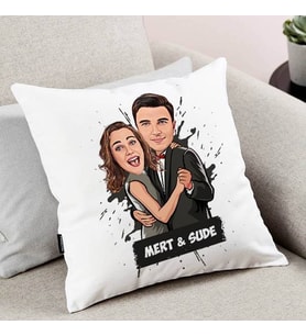 Kişiye Özel Dans Eden Çiftler Karikatürlü Yastık