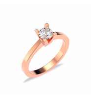 Klasik Tek Taş Pırlanta Montür Rose Gümüş Yüzük