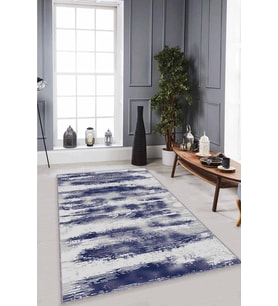 Lacivert Sade Desensiz Kaymaz Tabanlı Dekoratif Halı MU009 - 100 x 160 cm