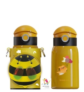 Vagonlife Cocosmile Özel Kutulu Kılıflı 470 ml Pipetli Çelik Termos -boyun Askılı- 4 Farklı Model kılıflı (A.Sarı)