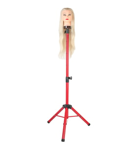 Kuaför Eğitim Mankeni İçin Metal Tripod / Kırmızı + Taşıma Çantası