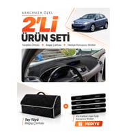 RENAULT MEGANE 3 KÜÇÜK EKRAN (2008-2015) Uyumlu Torpido Örtüsü + Tay Tüyü Bagaj Çantası Seti - Siyah Gri
