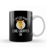 I Just Freaking Love Giraffes OK Adorable Giraffe Kupa Bardak Porselen