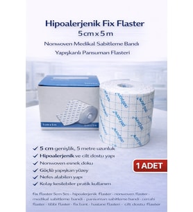 Hipoalerjenik Fix Flaster 5 cm x 5 m Nonwoven Medikal Sabitleme Bandı Yapışkanlı Pansuman Flasteri