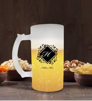 BK Gift Kişiye Özel Baş Harf İsim Tasarımlı Buzlu Cam Bira Bardağı 50cl-10 (Beyaz)