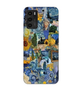 Oppo A16 / A55 Uyumlu Vincent Van Gogh Sanatsal Tasarımlı Şeffaf Telefon Kılıfı