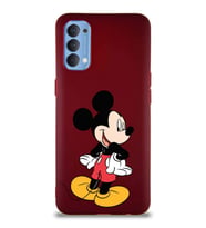 Oppo Reno 4 Soft Premier Kapak Mickey Mouse-D Tasarımlı Silikon Kılıf - Mürdüm (Şeffaf)