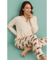 Mihra Kadın Gömlek Yaka TERMAL Pijama Takımı 14300/2 - 1 Adet (Bej)