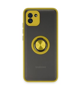 Samsung Galaxy A03 Kılıf Montreal Yüzüklü Silikon Kapak - Sarı
