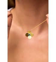 925 Ayar Gümüş Gold Kaplama Aralık Ayı Doğum Taşlı Matthiola Çiçeği Kolye