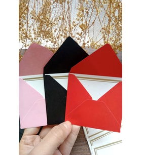 15 Adet Mini Hediye Paketleme Kart Seti -  3 Renk Zarf & Beyaz Altın - 9x7cm
