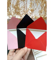 15 Adet Mini Hediye Paketleme Kart Seti -  3 Renk Zarf & Beyaz Altın - 9x7cm