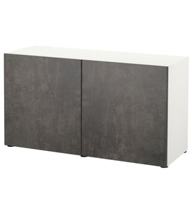 Dolap Kombinasyonu, Beyaz-Koyu Gri Taş Görünümlü, 120x42x65 cm