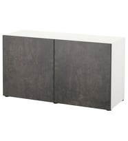 Dolap Kombinasyonu, Beyaz-Koyu Gri Taş Görünümlü, 120x42x65 cm