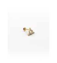 Taşlı Üçgen Model Tragus Piercing - Gold  Anti Alerjik, Kararma Yapmaz, 8 mm