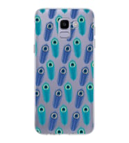 PrintiFy Samsung Galaxy J6 2018 ile Uyumlu 1mm Slim Fit Nazar Boncuğu 4 Baskılı Şeffaf  Kılıf