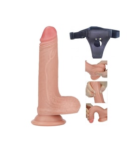 Esnek Ve Bükülebilir Ten Dokusunda 18 cm Belden Bağlamalı Realistik Penis