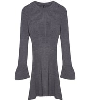 Moda Stil Regular Bisiklet Yaka Mini Boy Triko A-Line Formda Elbise (Antrasit)