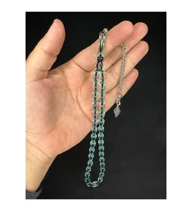 TOZ KEHRİBAR TESBİH TURKUAZ RENKLİ BEYZİ KESİM 12MMX8MM T-682 (Çok Renkli)