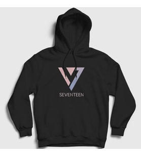 Presmono Unisex Siyah Logo K Pop Seventeen Kapüşonlu Sweatshirt 549551tt
