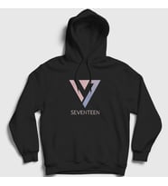 Presmono Unisex Siyah Logo K Pop Seventeen Kapüşonlu Sweatshirt 549551tt