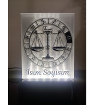 Terazi Burcu Kişiye Özel Isimli Dekoratif Led Lamba - Kablolu Adaptörlü - Beyaz Işıklı
