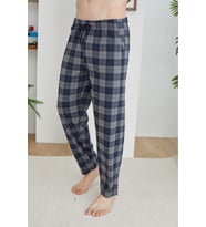 Orta Kalin Penye Ekose Tek Pantolon Pijama %100 Pamuk (Antrasit)