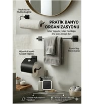 3'lü Siyah Kare Yapışkanlı Banyo Seti