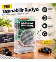 AM/FM Analog Radyo - Kulaklıklı, Taşınabilir Pilli Mini Şeffaf Radyo (88-108 FM FREKANS ARALIĞI)