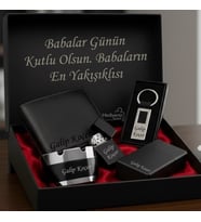 İsme Özel Hakiki Deri Cüzdan Kartlık Çakmak Anahtarlık Küllük Sgara Kutusu Erkek Hediye Seti - Babaya Arkadaşa Eşe Sevgiliye Hediye Seti