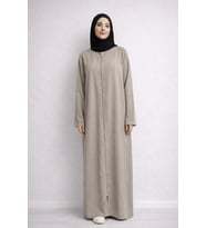 Fermuarlı Viskon Namaz Elbisesi /Ferace (Bej)