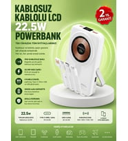 LCD Göstergeli Manyetik Powerbank Type-C ve USB Girişli