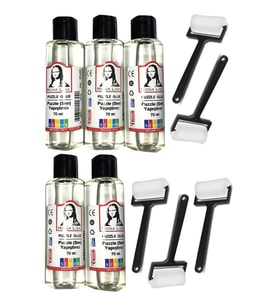 Puzzle Yapıştırıcı 70 ml 5 Adet ve Silindir Sünger Fırça 5 Adet Monalisa Pazıl Yapıştırıcısı (Şeffaf)