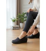 Enoch Kadın Lazer Delikli Kristal Işıltılı Ortopedik Hakiki Deri Comfort Dolgu Taban Babet
