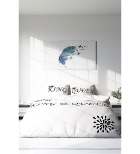 Çift Kişilik ( Lastikli Çarşaflı ) %100 Pamuk Saten Nevresim Takımı White King-Queen