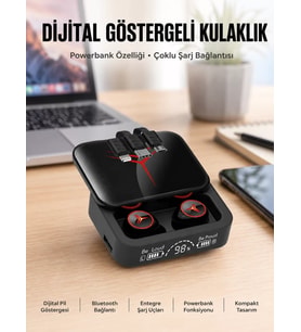 Kablosuz Şarj Göstergeli Powerbank Özellikli Bluetooth Kulaklık Çağrı Cevaplayabilen Yeni Nesil