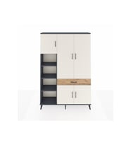 Arges Dolap 8 Raflı Tek Çekmeceli 5 Kapaklı 132x30x195 Antrasit-Aytaşı/Çam