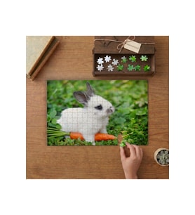 Havuç ve Yavru Tavşan Tasarımı 240 parça Ahşap Puzzle Ahşap Kutuda MP08081
