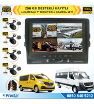 Kayıtlı Ahd Okul Servisler Için 4 Kameralı 7 Inç Monitörlü 720P Araç Kamera Seti